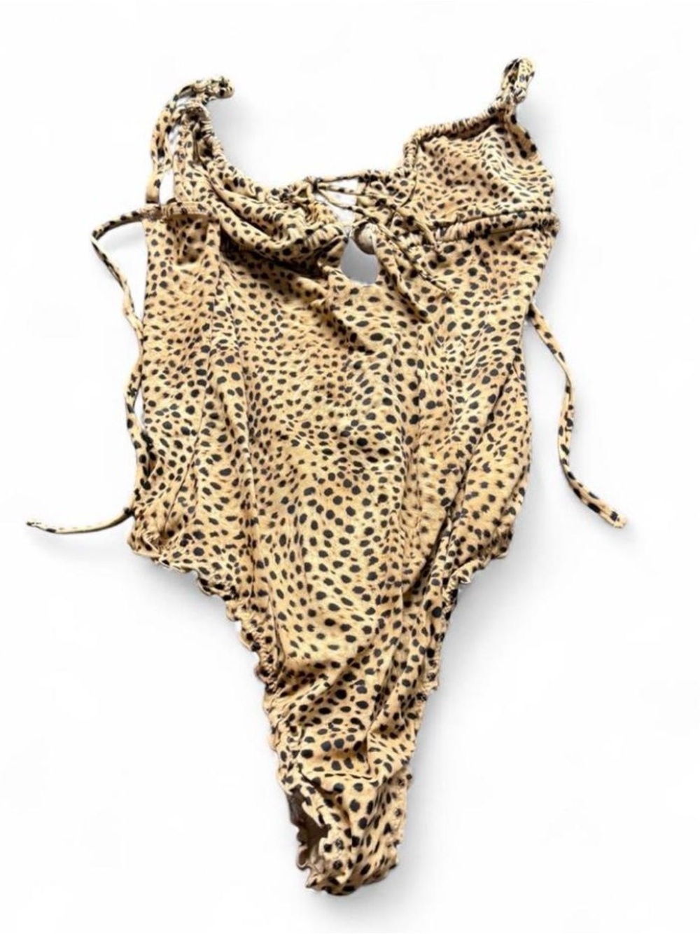 Leopard Print One-Piece Swimsuit in Tan and Black